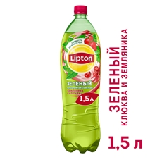 Холодный чай Lipton зеленый со вкусом земляники и клюквы, 1.5л