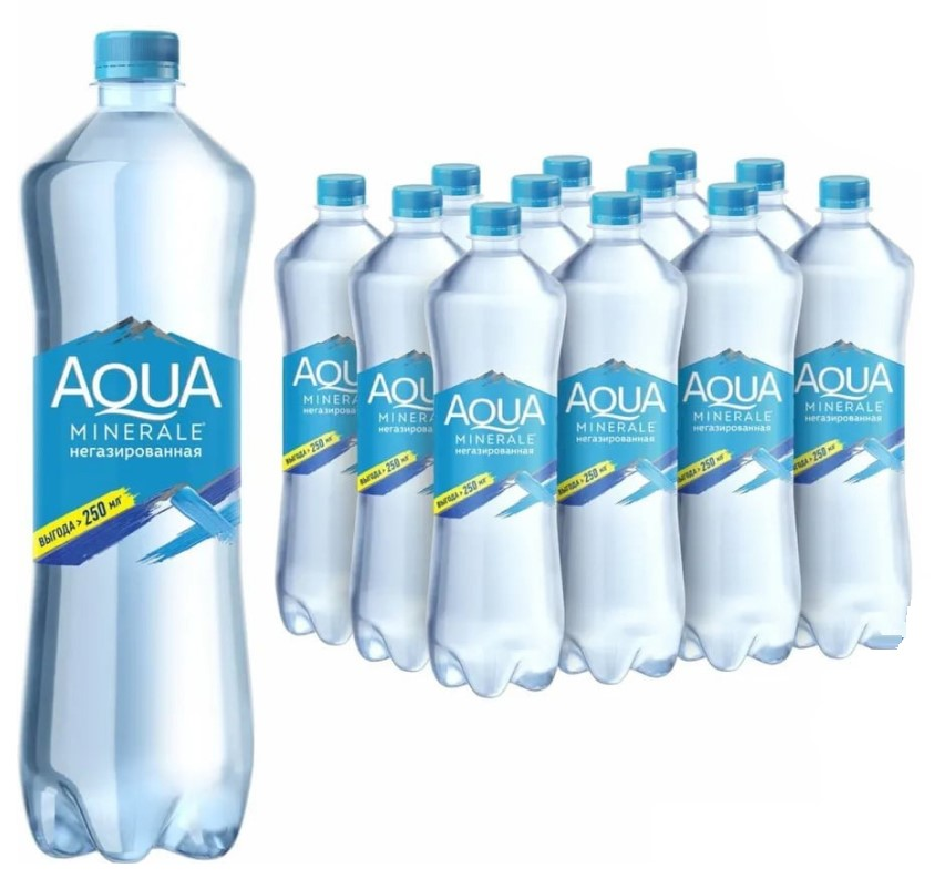 Изображение товара Вода Aqua Minerale негазированная в упаковке 12 штук по 1 литру