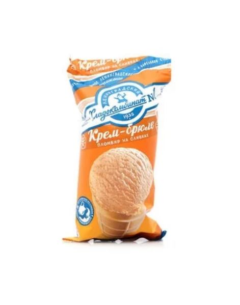 Мороженое пломбир Ленинградский Хладокомбинат №1 Крем-брюле на сливках в вафельном стаканчике, 70г