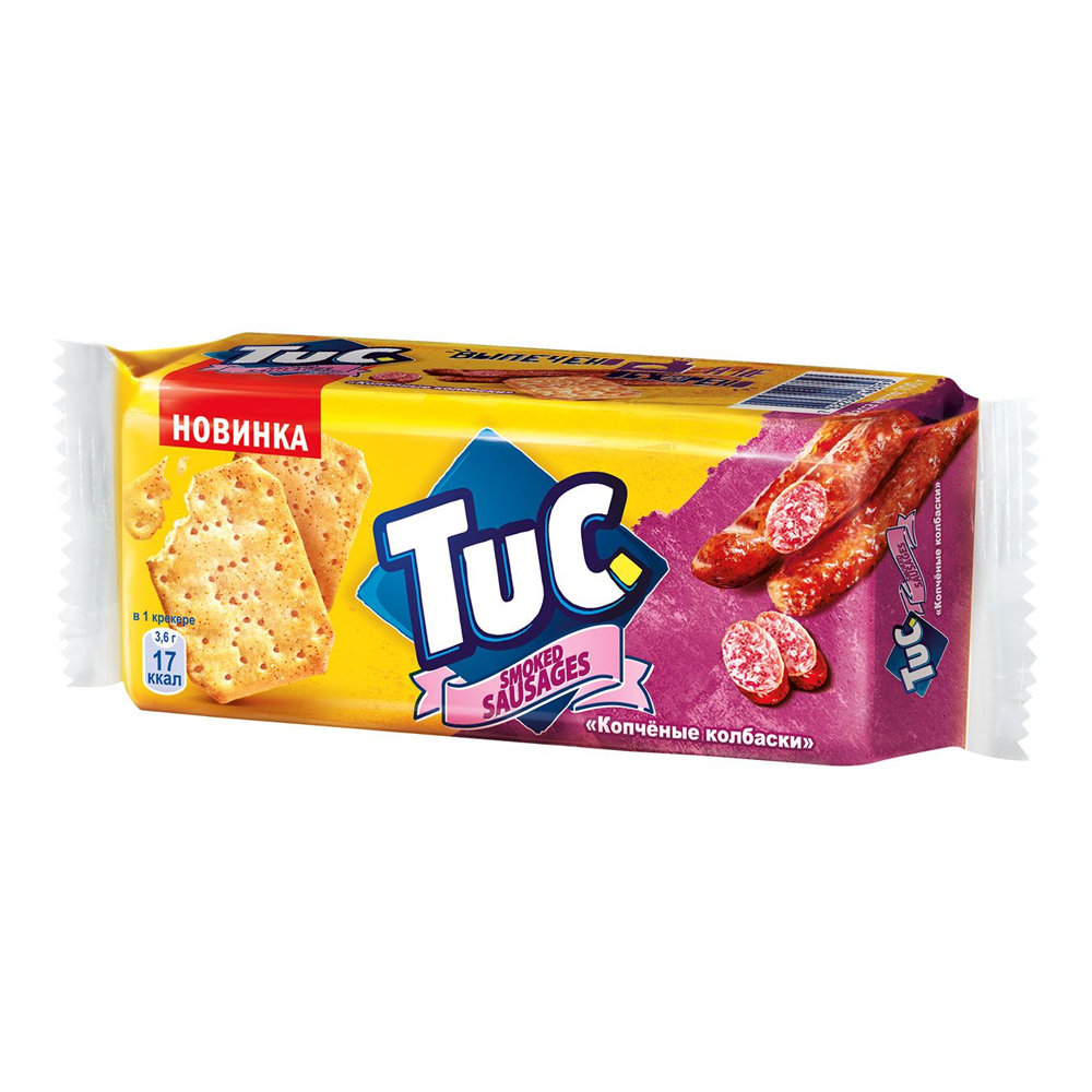 Крекеры Tuc Original копченые колбаски, 100г x 24 шт купить с доставкой на  дом, цены в интернет-магазине