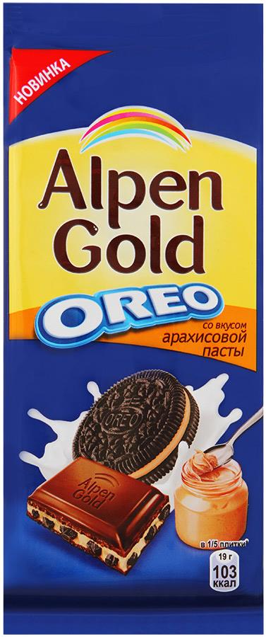 Шоколад Oreo с арахисовой пастой ALPEN GOLD, 95 г