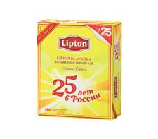 Чай LIPTON Black Tea 25 лет в России,100х2 г