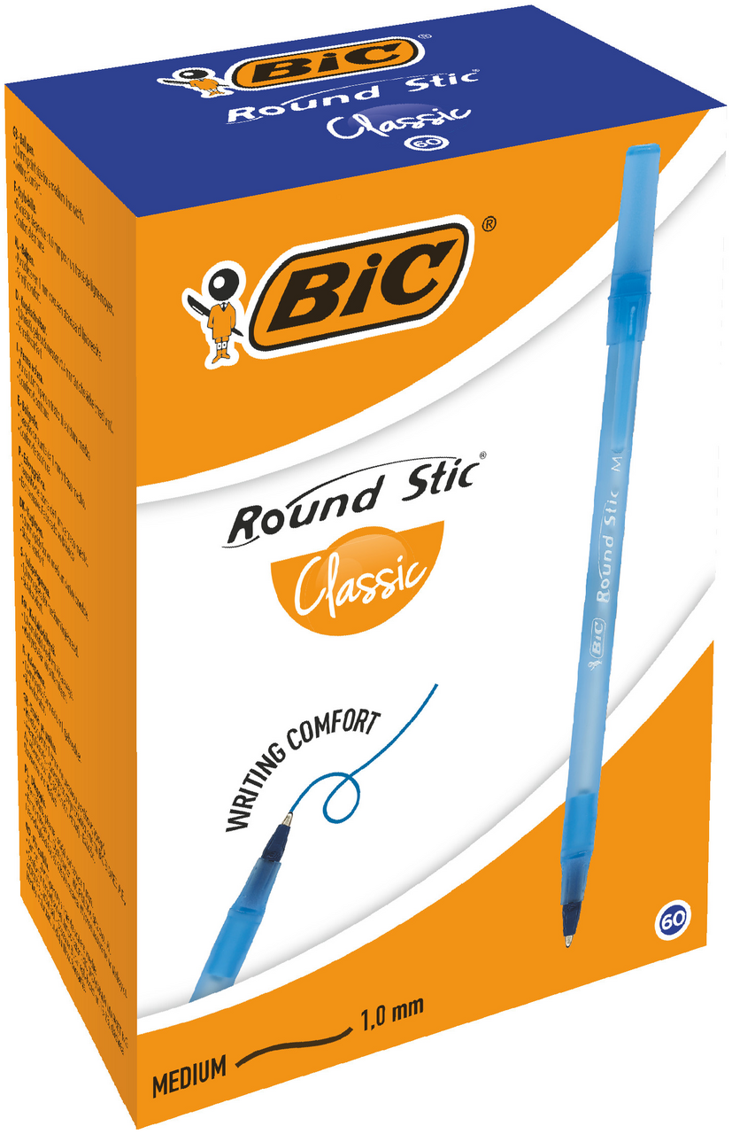 Ручки шариковые BIC Round stick синие, 60шт