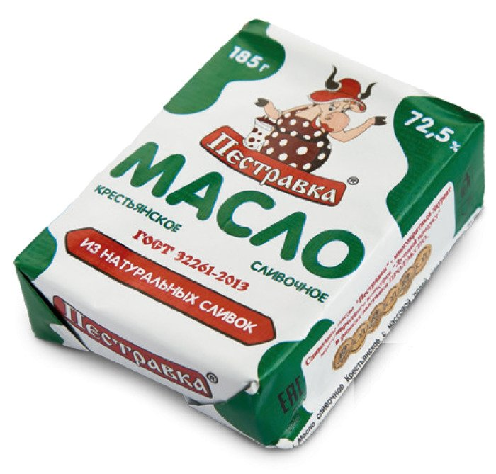 Масло сливочное Пестравка Крестьянское 72.5%, 185г