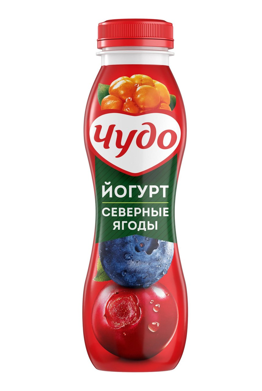 Йогурт ЧУДО питьевой со вкусом северных ягод 2,4%, 270 г