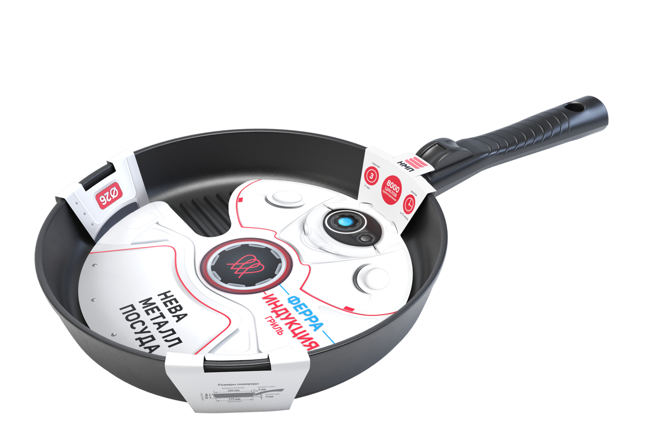 Сковорода-гриль Нева металл посуда Ферра, 26см