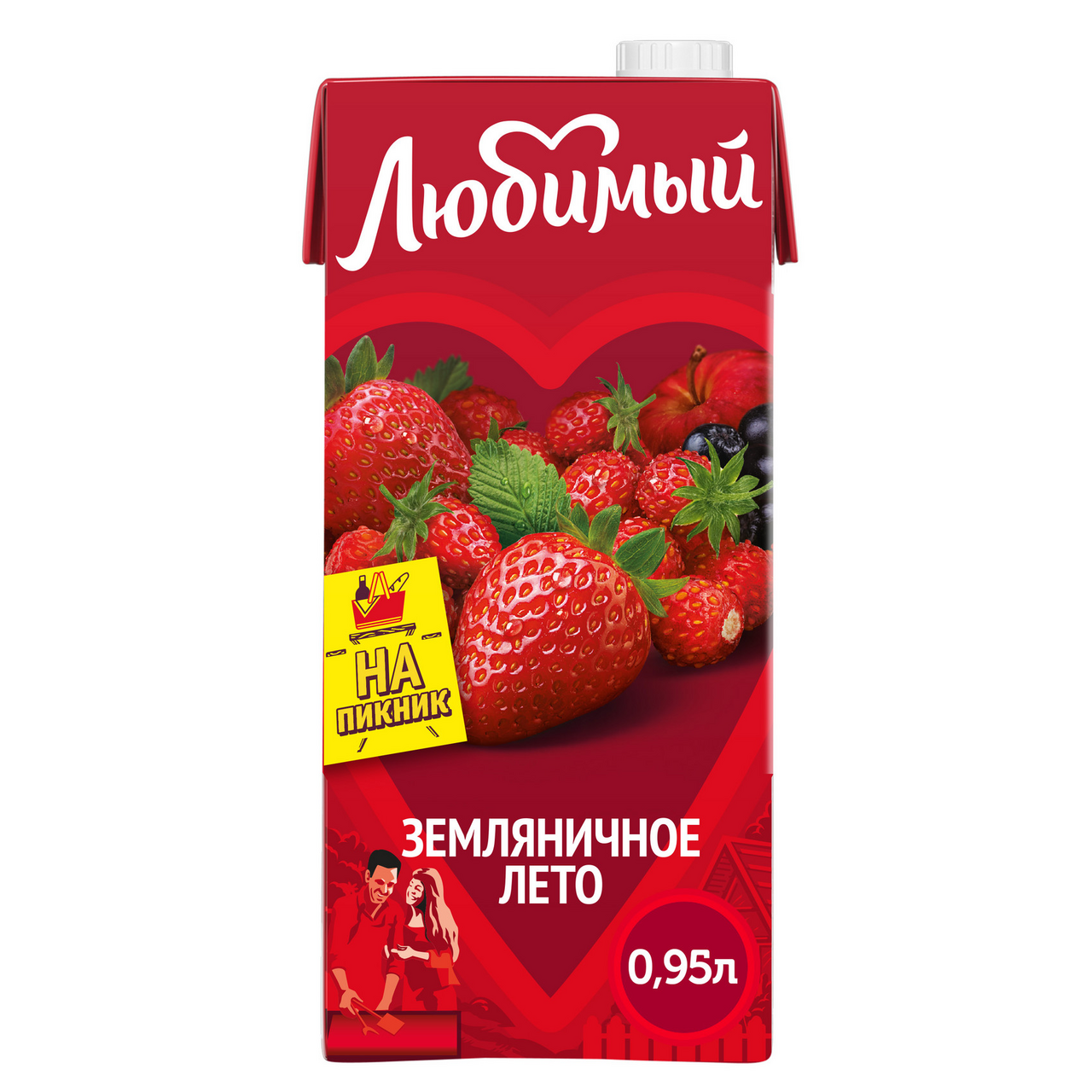 Напиток сокосодержащий Любимый Земляничное Лето, 950мл купить с доставкой  на дом, цены в интернет-магазине