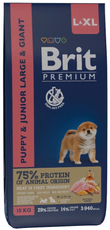Корм сухой Brit для молодых собак крупных пород, 15кг