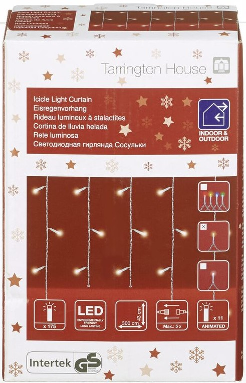 Tarrington House Электрогирлянда сосульки 175Led теплый белый, 3 х 0.4м