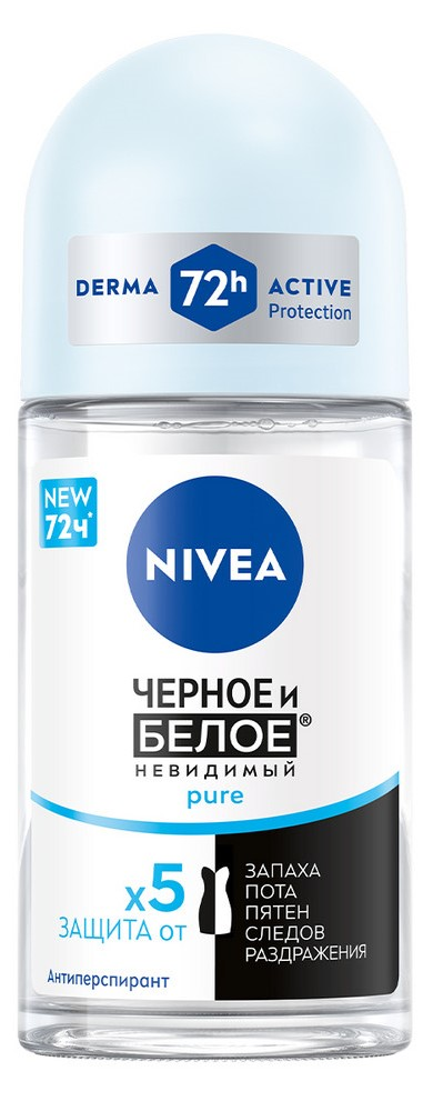 Изображение товара Антиперспирант-ролик Nivea Черное и белое Невидимый Pure, 50мл