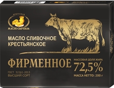 Масло сливочное Качугское Крестьянское 72.5%, 200г