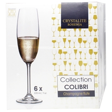Набор бокалов для шампанского Crystal Bohemia Colibri, 220мл х 6шт