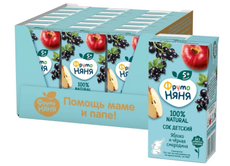 Сок детский ФрутоНяня Яблоко и черная смородина с 5 месяцев, 200мл х 18 шт