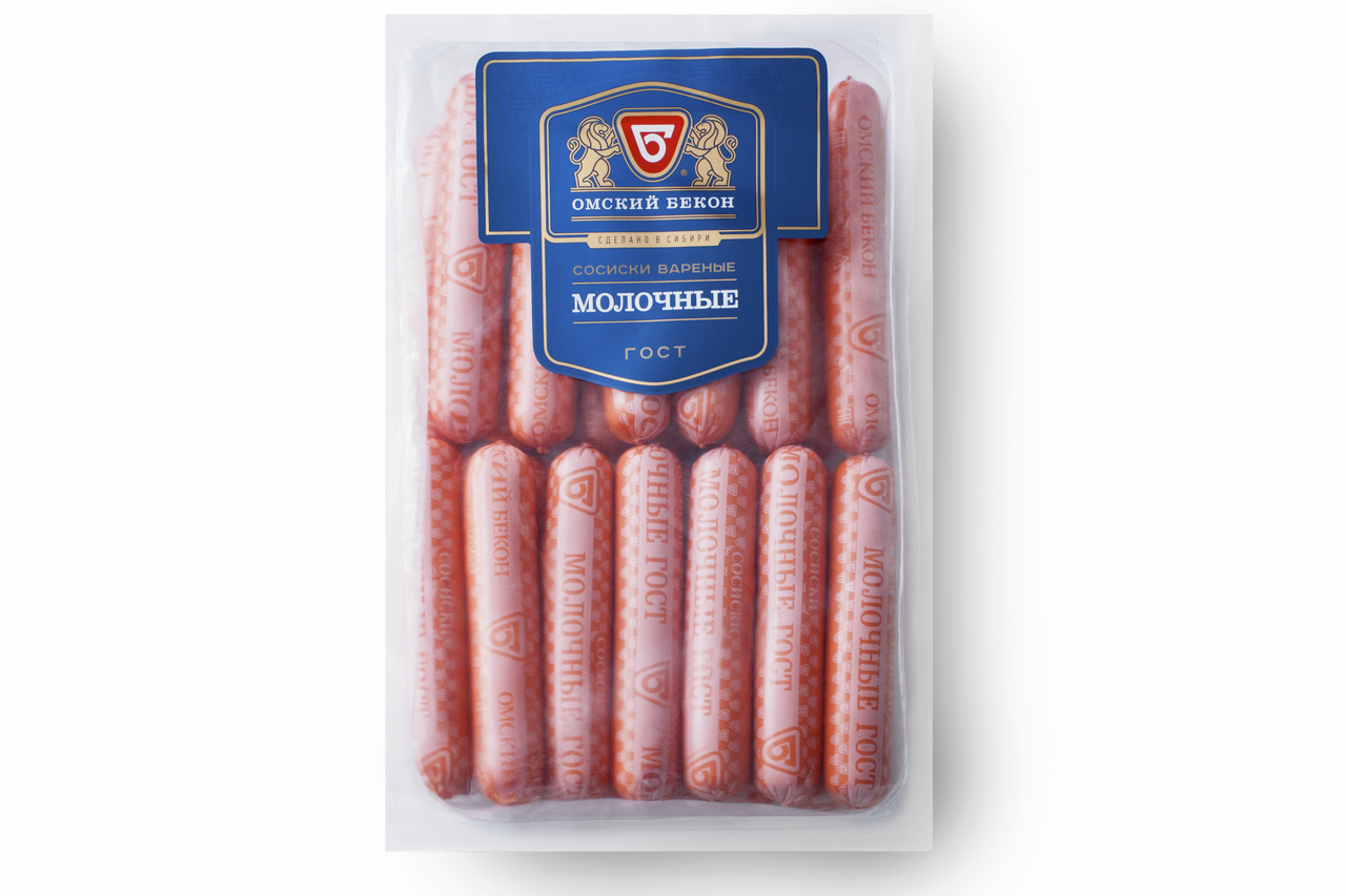 Сосиски Омский бекон Молочные 1 сорт, ~1.5кг