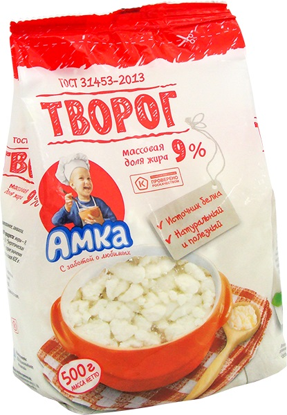 Творог Амка ГОСТ 9%, 500г