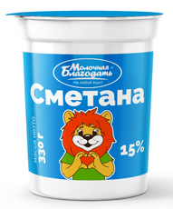 Сметана Молочная благодать 15%, 330г