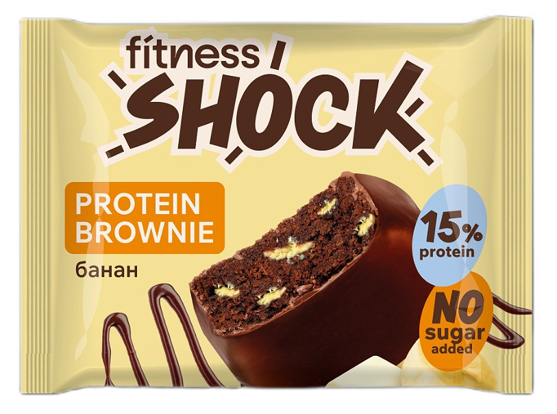 Изображение товара 50Г ПИРОЖНОЕ ПРОТЕИНОВОЕ FITNESSHOCK БРАУНИ БАНАН