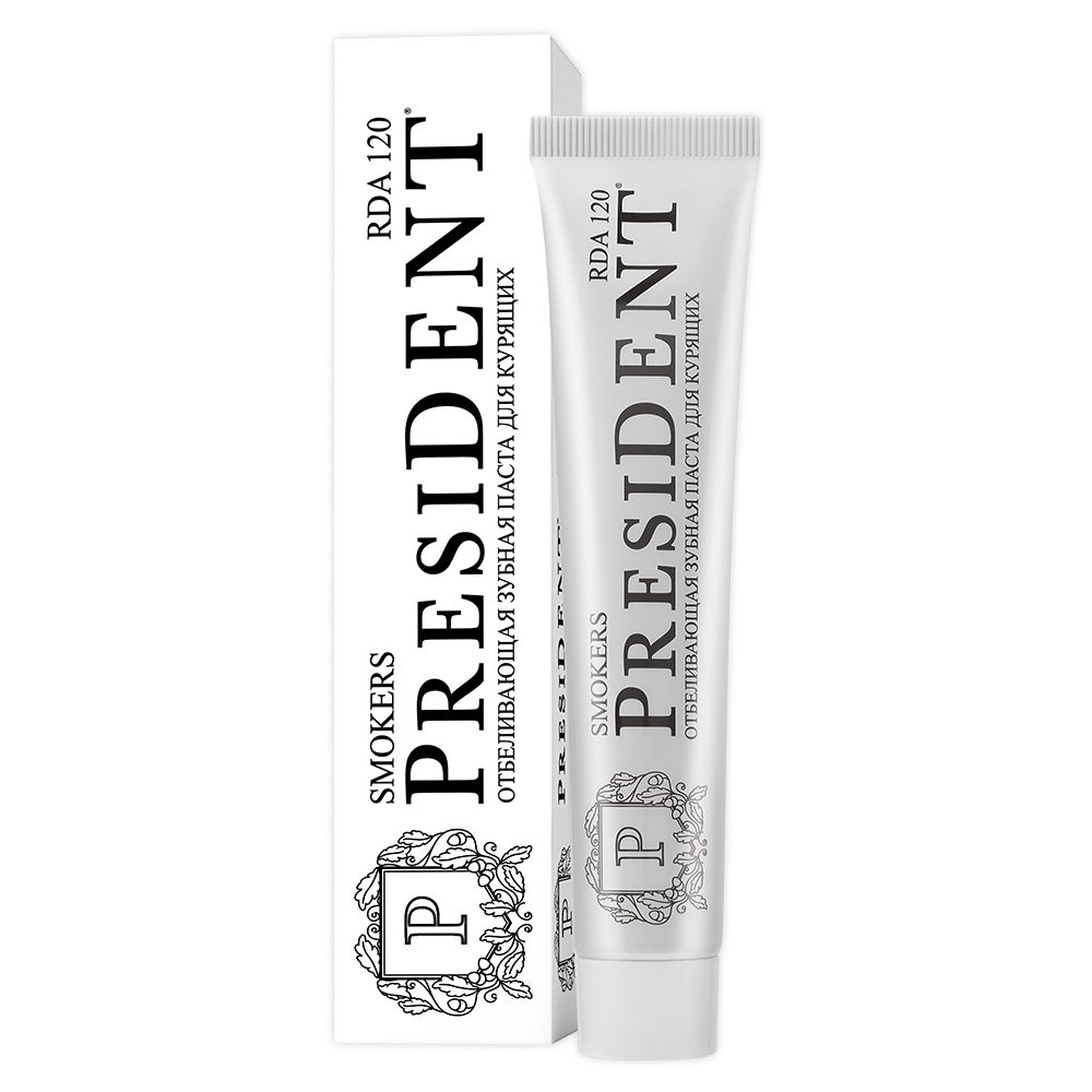 Изображение товара Зубная паста President Smokers для курящих, отбеливание, 75г