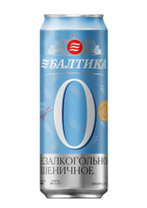 Пивной напиток Балтика №0 пшеничный нефильтрованный безалкогольный, 0.45л