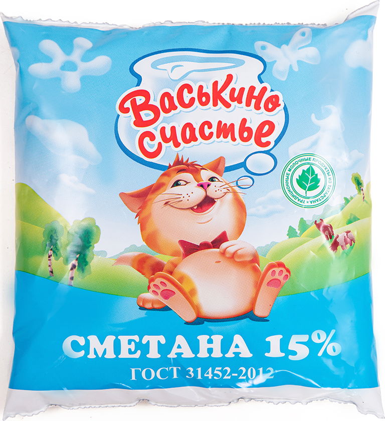 Сметана Васькино счастье 15%, 450г