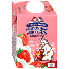 Молочный коктейль Белый город Клубника 1.5%, 500мл x 24 шт