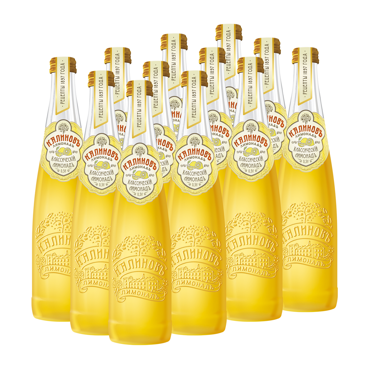 Лимонад Калиновъ Лимонадъ Винтажный Классический газированный, 500мл x 12 шт