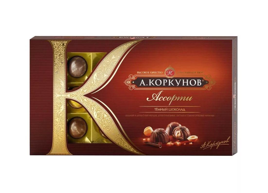 Темный шоколад ассорти А.КОРКУНОВ 256 г