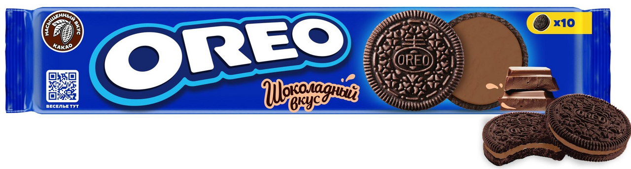 Печенье сэндвич Oreo с какао и шоколадной начинкой, 95г