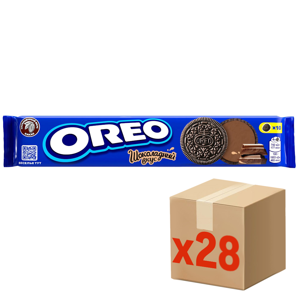 Печенье сэндвич Oreo с какао и шоколадной начинкой, 95г x 28 шт
