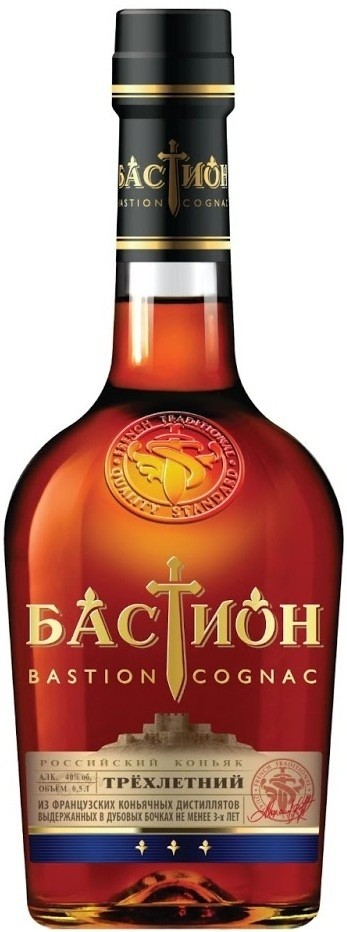Коньяк Бастион 3 года, 0,5л купить по выгодной цене, самовывоз алкоголя ...