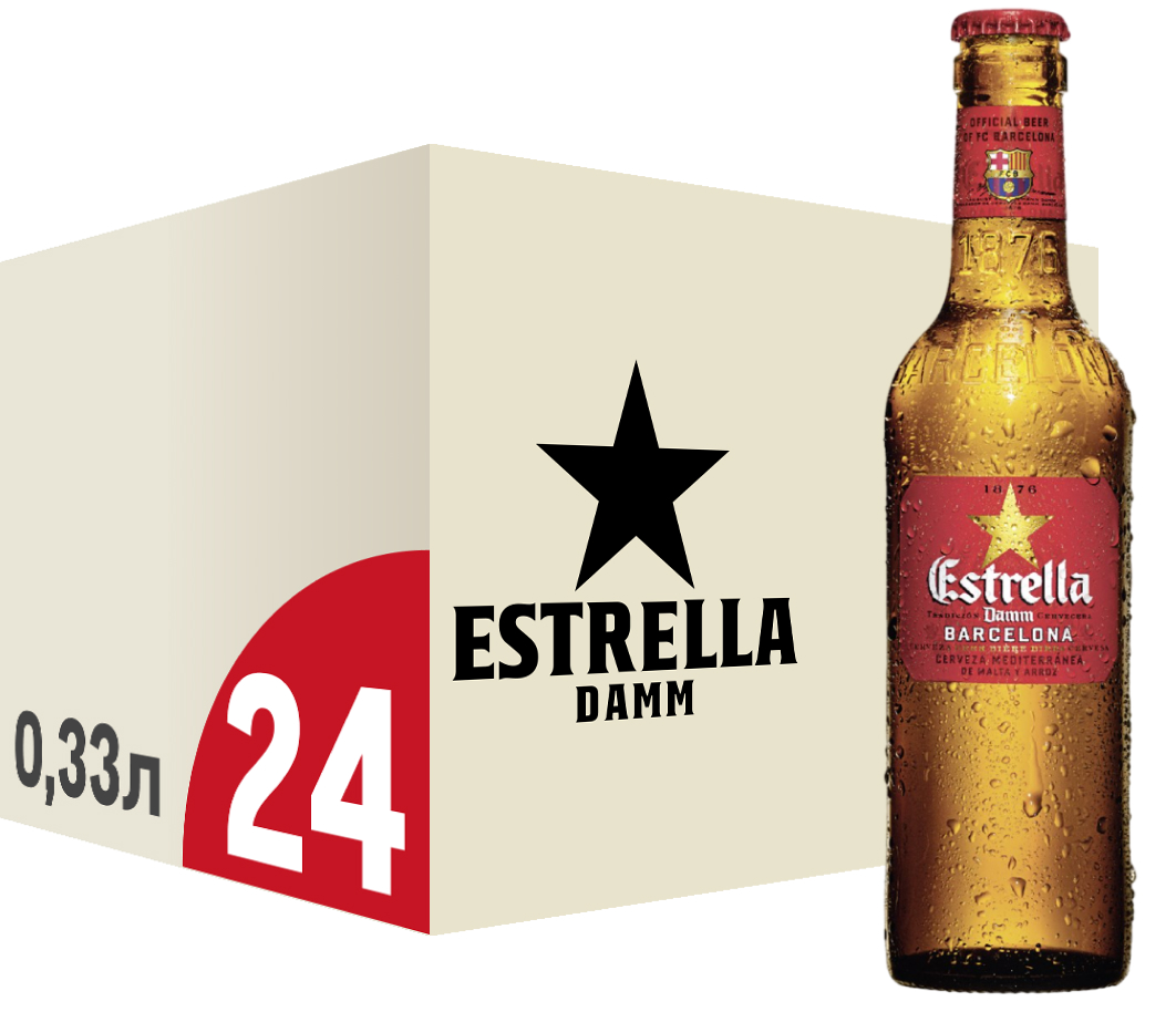Пиво Estrella Damm светлое, 0.33л x 24 шт