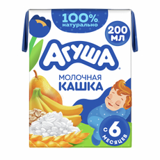 Каша молочная детская Агуша Злаковая Груша и банан 2.7% с 6 месяцев, 200мл