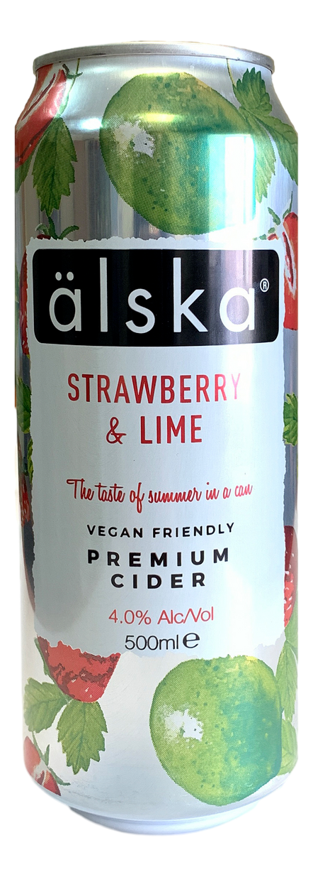 Напиток игристый пуаре Alska Клубника и Лайм сладкий, 0.5л