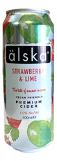 Напиток игристый пуаре Alska Клубника и Лайм сладкий, 0.5л