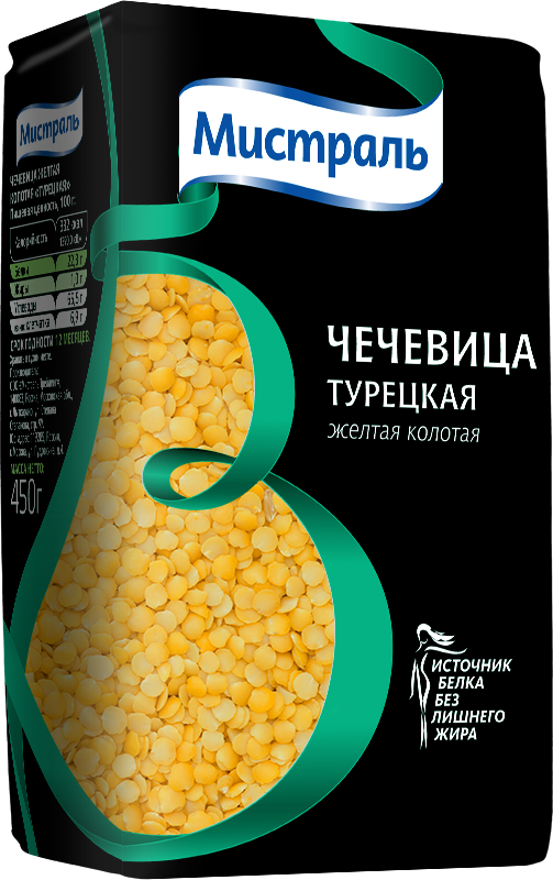 Чечевица желтая МИСТРАЛЬ, 450 г