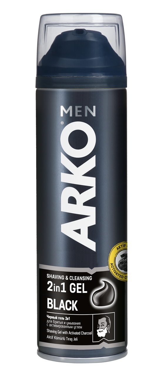 Гель для бритья и умывания Arko Men Black 2в1, 200мл
