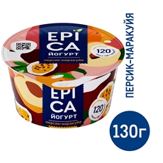 Йогурт Epica натуральный персик маракуйя 4.8%, 130г