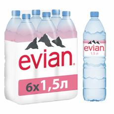 Вода Evian негазированная, 1.5л x 6 шт