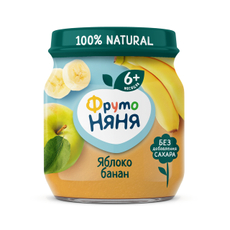 Пюре фруктовое детское ФрутоНяня Яблоко и банан с 6 месяцев, 100г