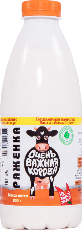 Ряженка Очень важная корова 2.5%, 900г