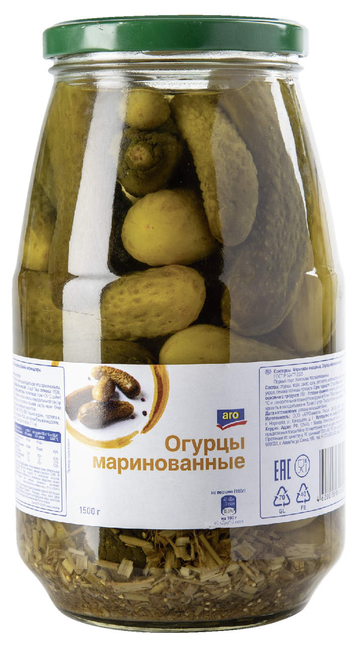 aro Огурцы маринованные, 1.5кг