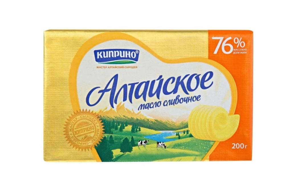 Сливочное масло несоленое Киприно Алтайское 76%, 200г купить с ...