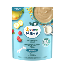 Каша молочная детская ФрутоНяня Мультизлаковая Яблоко, банан и земляника с 6 месяцев, 200г