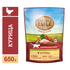 Корм сухой Nature's Table для взрослых кошек курица, 650г