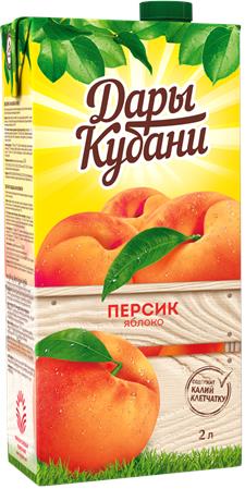Сок ДАРЫ КУБАНИ Персик-яблоко, 2 л
