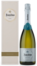 Вино игристое Faustino Cava Extra Seco белое брют в подарочной упаковке, 0.75л