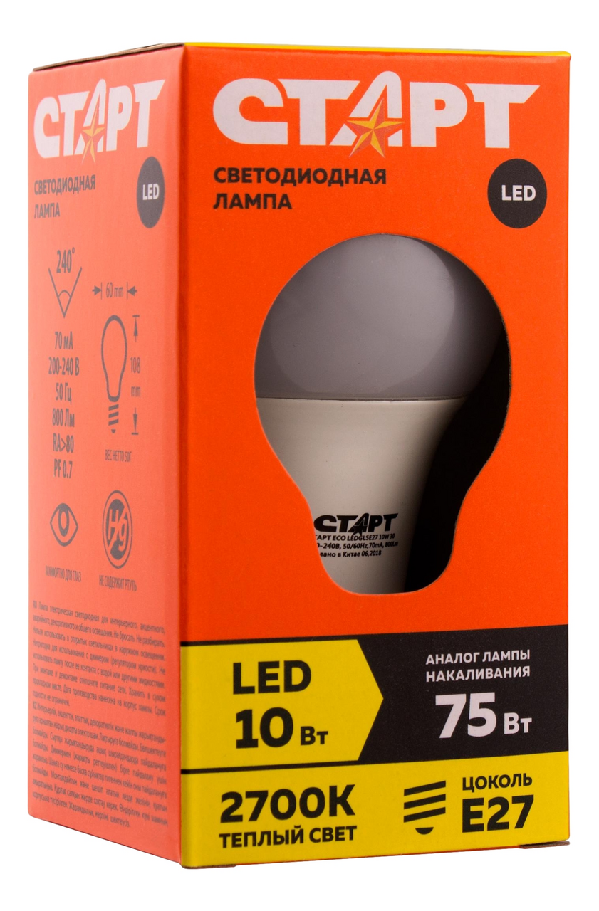 Изображение товара Лампа светодиодная Старт Eco Е27 GLS 30 Led 10Вт