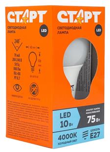 Лампа LED СТАРТ ECO GLS E27 10W 40