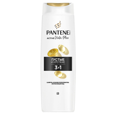 Шампунь женский Pantene Pro-V 3в1 Густые и крепкие волосы для тонких и слабых волос, 360мл
