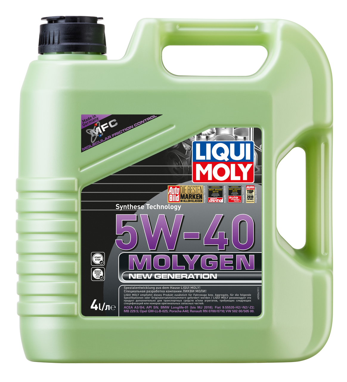 Масло моторное Liqui Moly Molygen 5W-40 с присадками, 4л купить с доставкой  на дом, цены в интернет-магазине